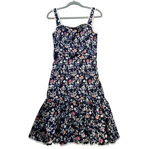 Isabel Garcia Womens Floral Print Dress Size M Navy Strappy
